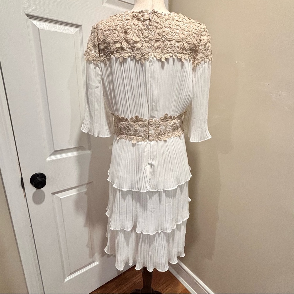 Lulus Westwind White Lace Pleated Chiffon Dress XL - Picture 6 of 8